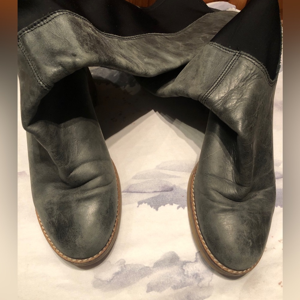 Free people Landry Tall Boots Over the knee Leather Pull on fitted - Picture 10 of 11
